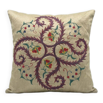 Vintage embroidered cushion cover 46x46 cm
