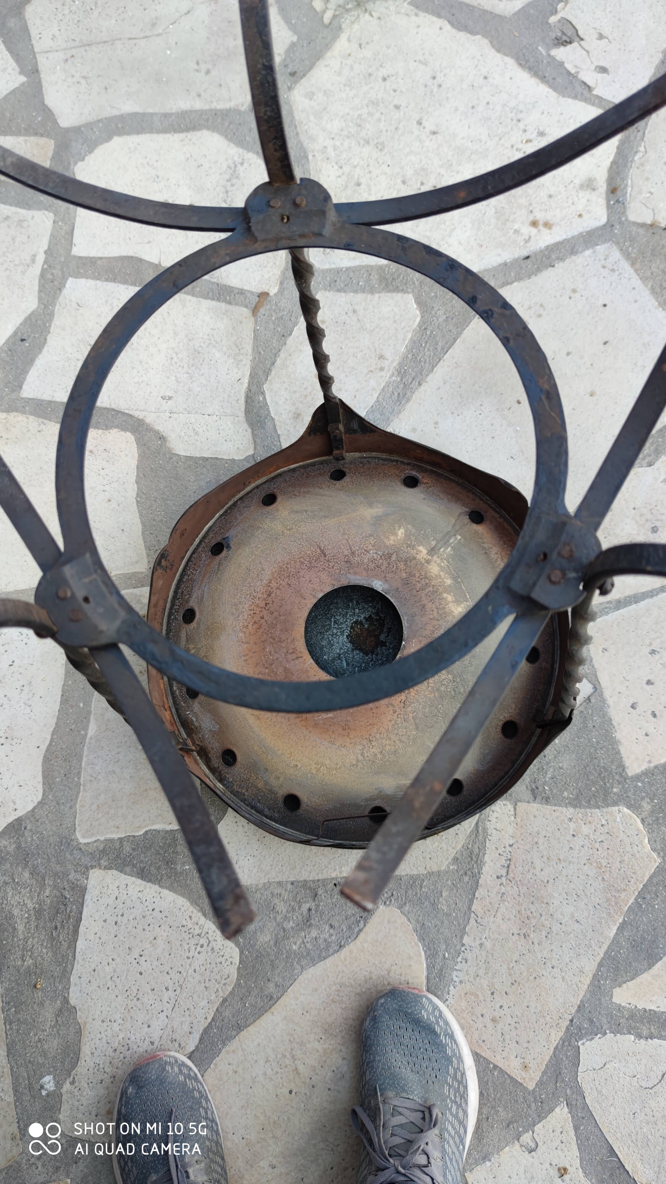 Painted and enameled sheet metal side table