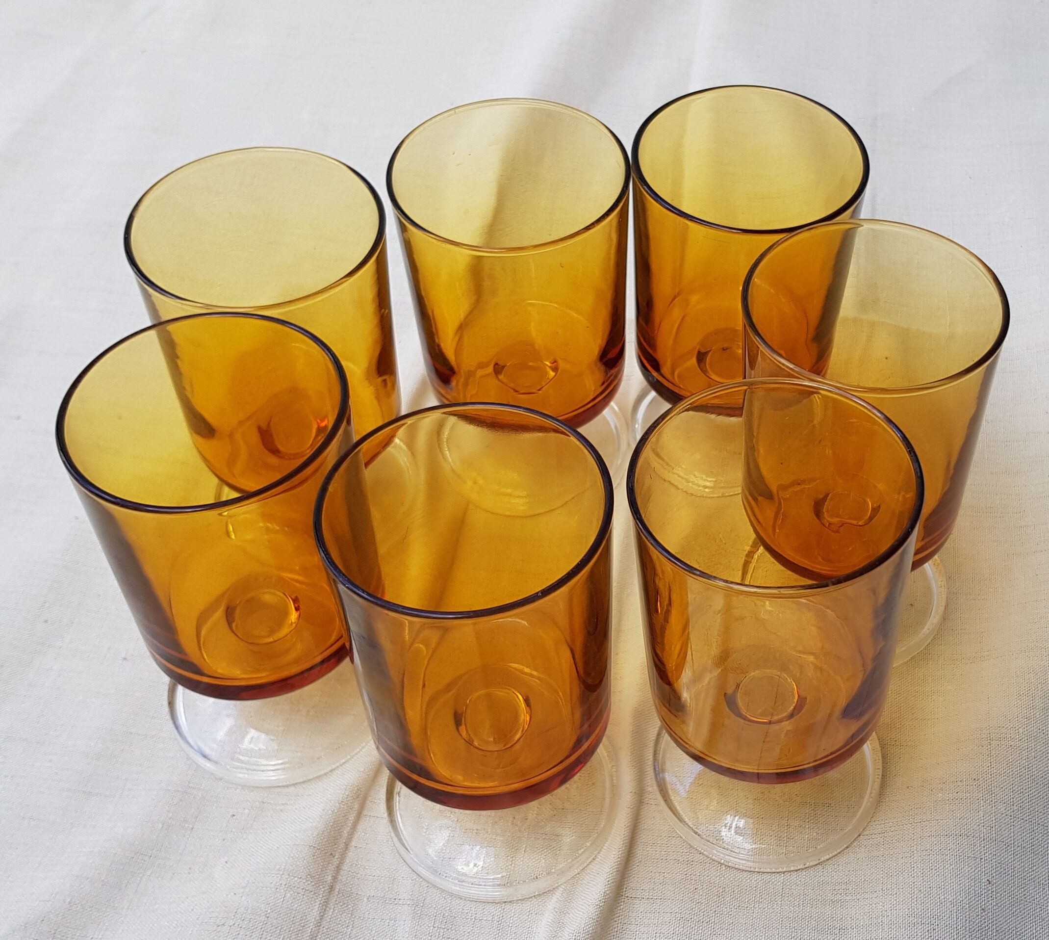 7 70's amber-footed glasses