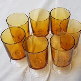 7 70's amber-footed glasses