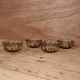 Set of 4 smoked bowls with Arcoroc wheat ear decoration