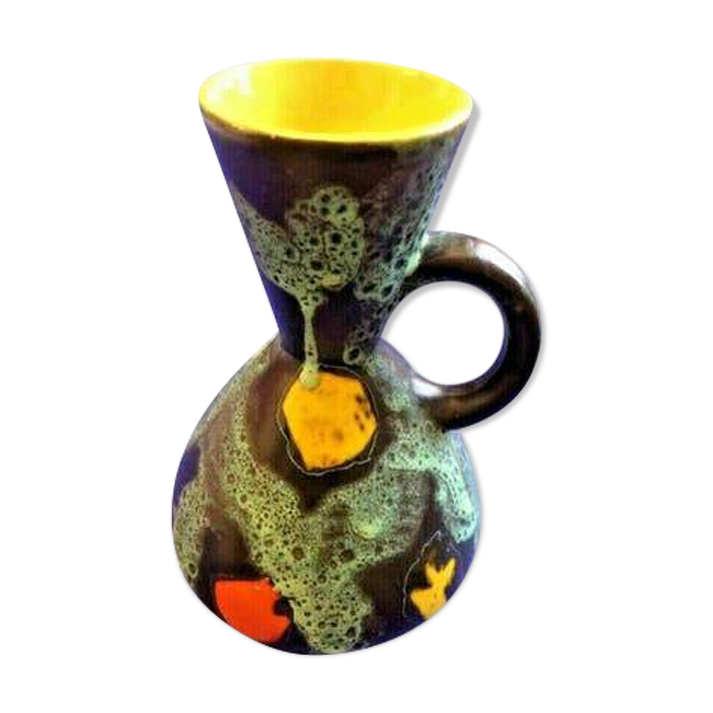 Vallauris ceramic vase lava decoration