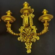 A pair of important gilt bronze wall sconces, Louis XVI style, 19th century.