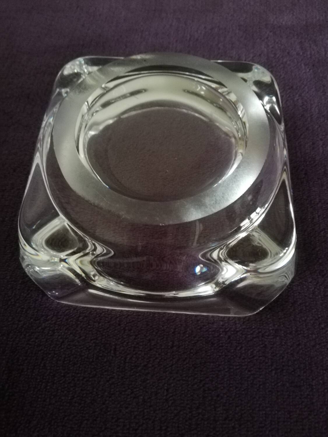Square solid glass ashtray