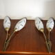 Pair of double opaline and brass wall lights from the 1960s-1970s.