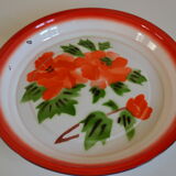 Vintage sheet metal enamelled floral tray