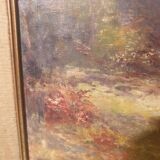 Oil painting on canvas Barbizon School framed and signed
