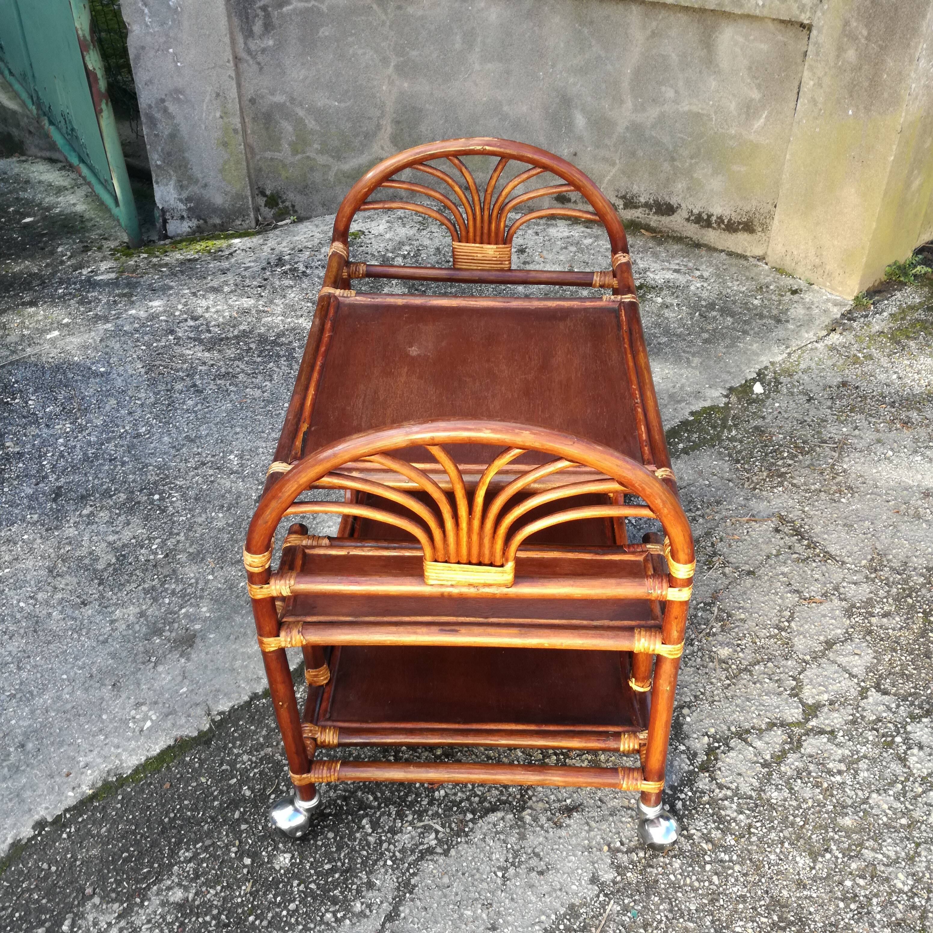 Serving rattan trolley L80