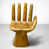Sculptural armchair in solid wood – hand shape