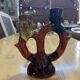 Vintage Vallauris ceramic two-branch candlestick chandelier