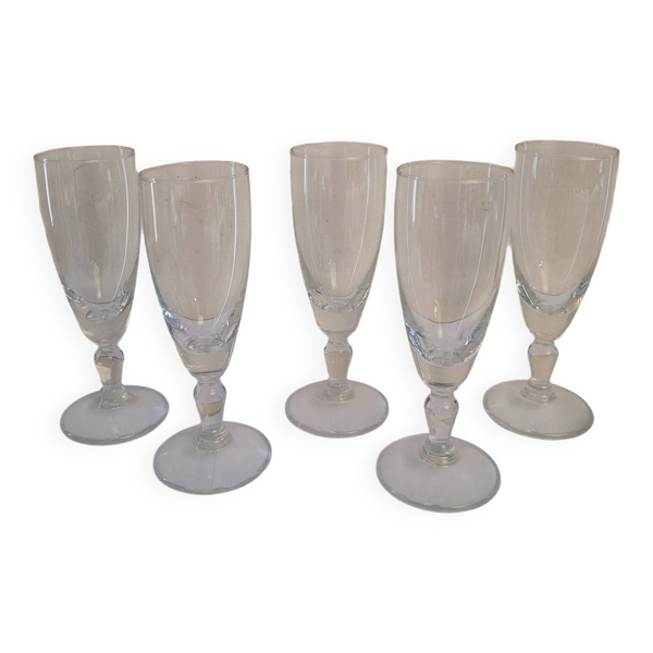 Flûtes champagne verre taillé. Années 60
