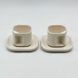 Tasses en céramique ivoire Makio Hasuike design italien années 70