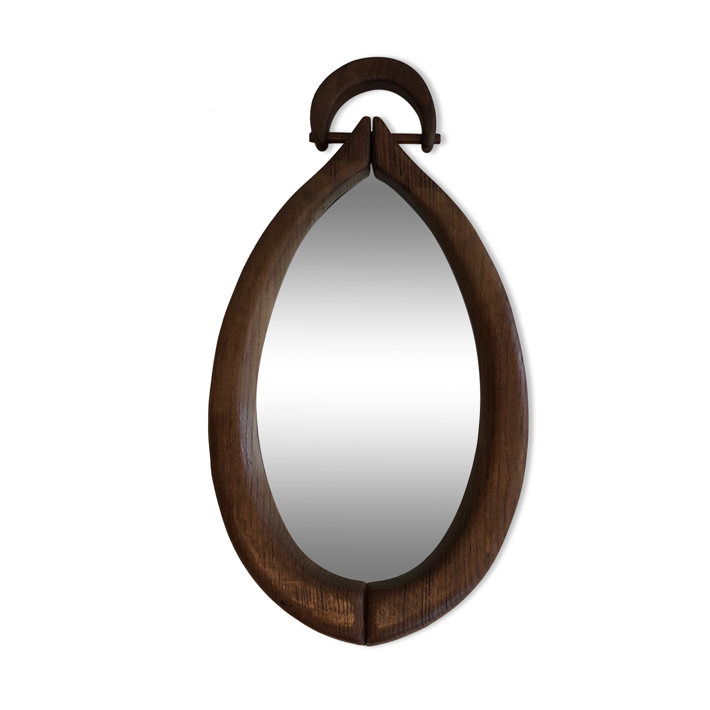 Brutalist mirror in oval shape 1950 - 30,5x59,5cm