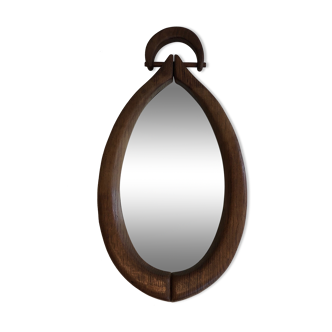 Brutalist mirror in oval shape 1950 - 30,5x59,5cm