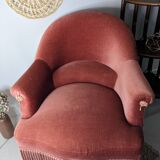 Fauteuil crapaud velours rose