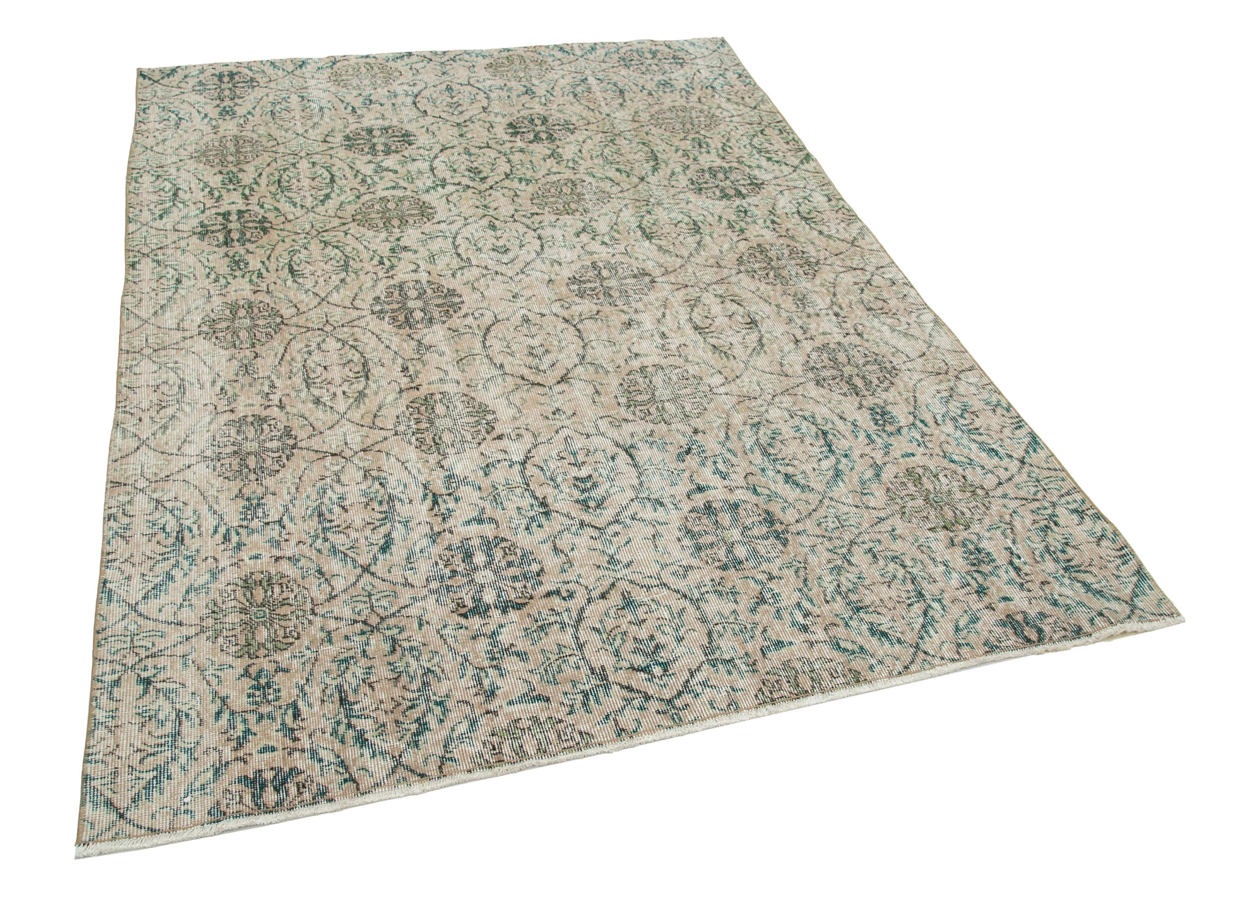Turkish hand-knotted one-of-a-kind 1980s beige rug 154 cm x 216 cm
