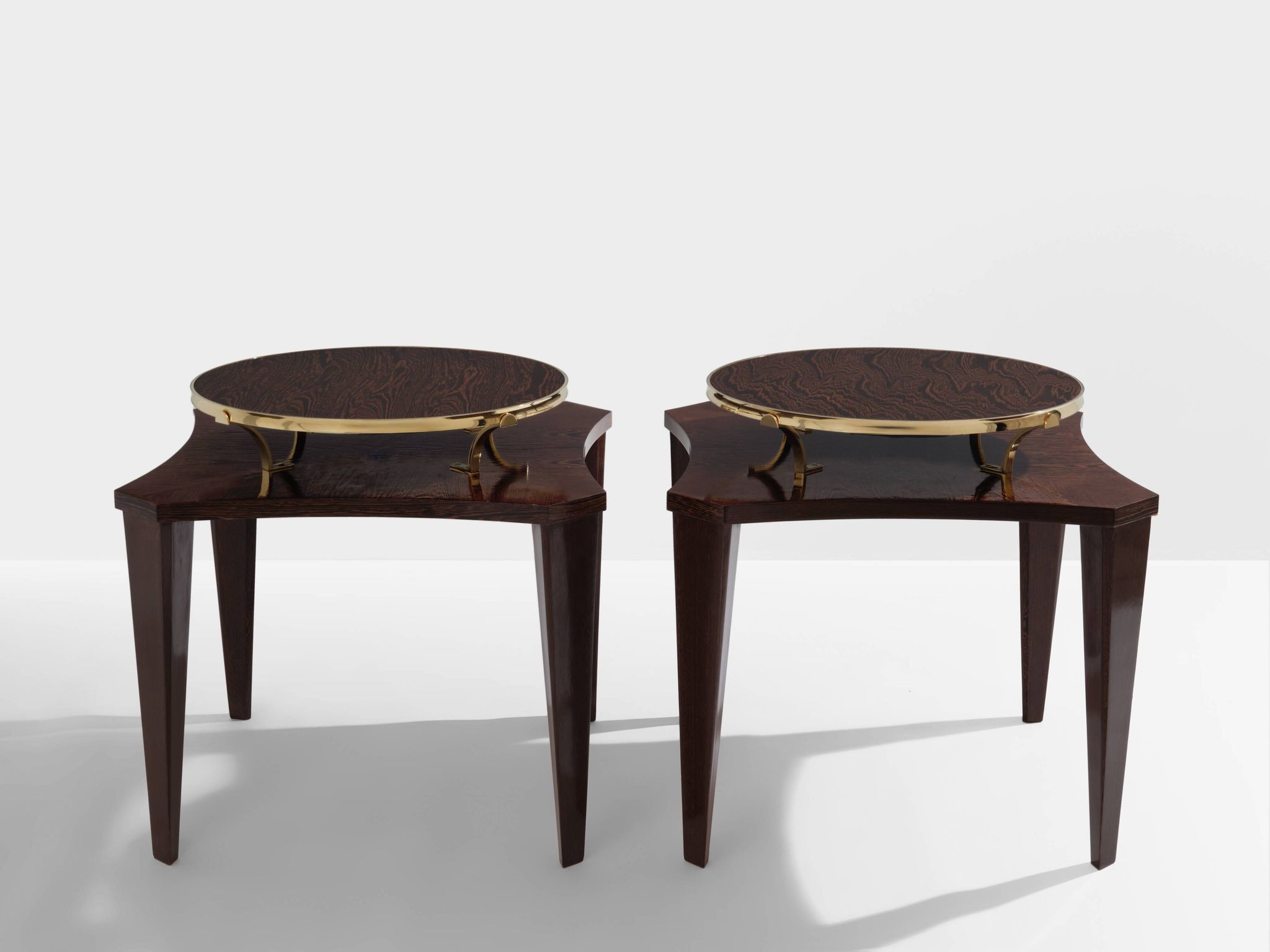 Alberto Pinto pair of wenge and brass side tables 1990