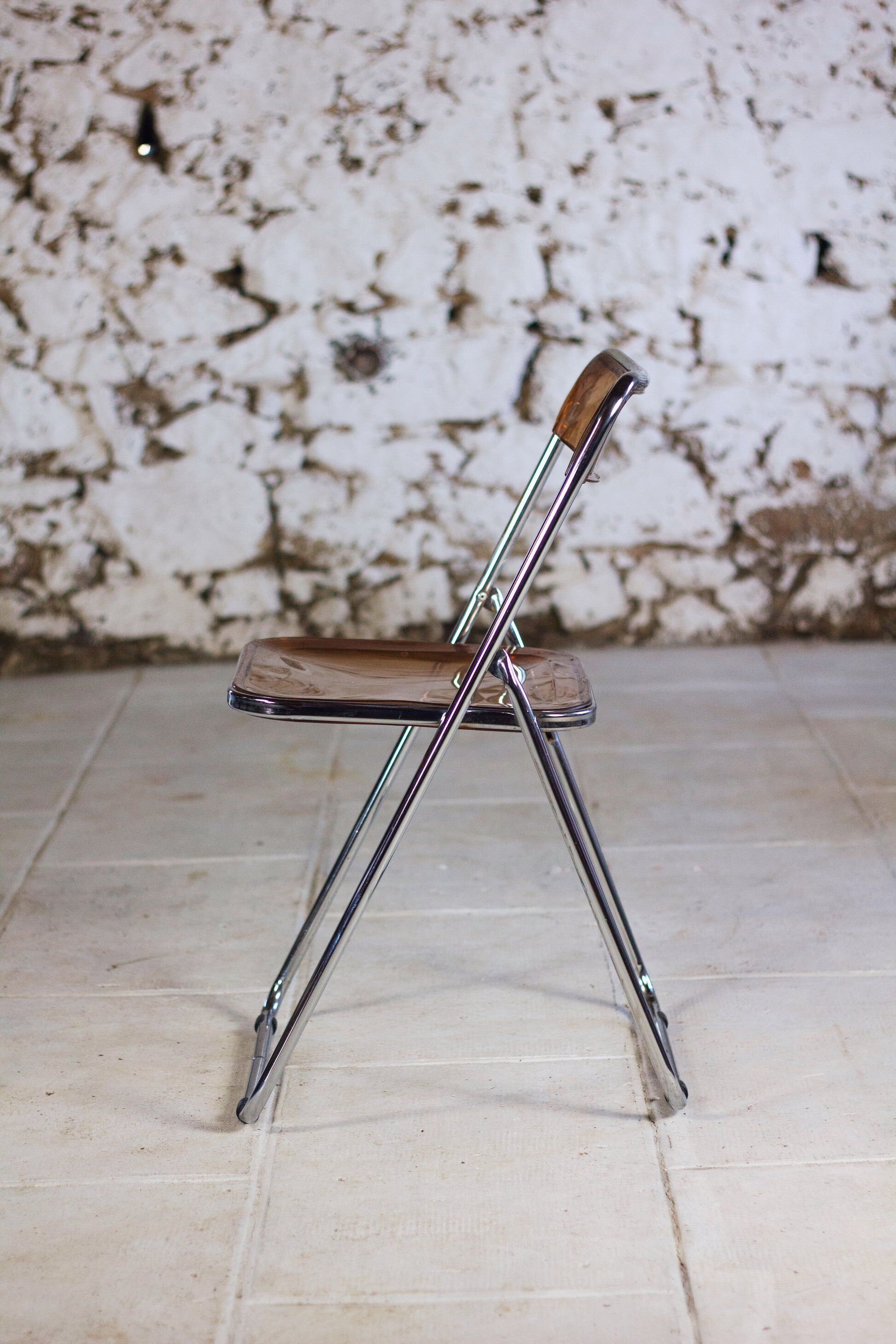 Folding chair in plexiglass and chrome, 1970