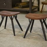 Pair of Pirkka stools by Ilmari Tapiovaara for Laukaan Puu (first edition, stamped) 1950s
