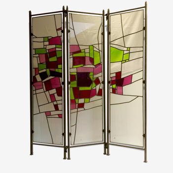 Screen in stained glass (Stained glass folding screen)