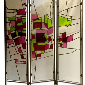 Screen in stained glass (Stained glass folding screen)