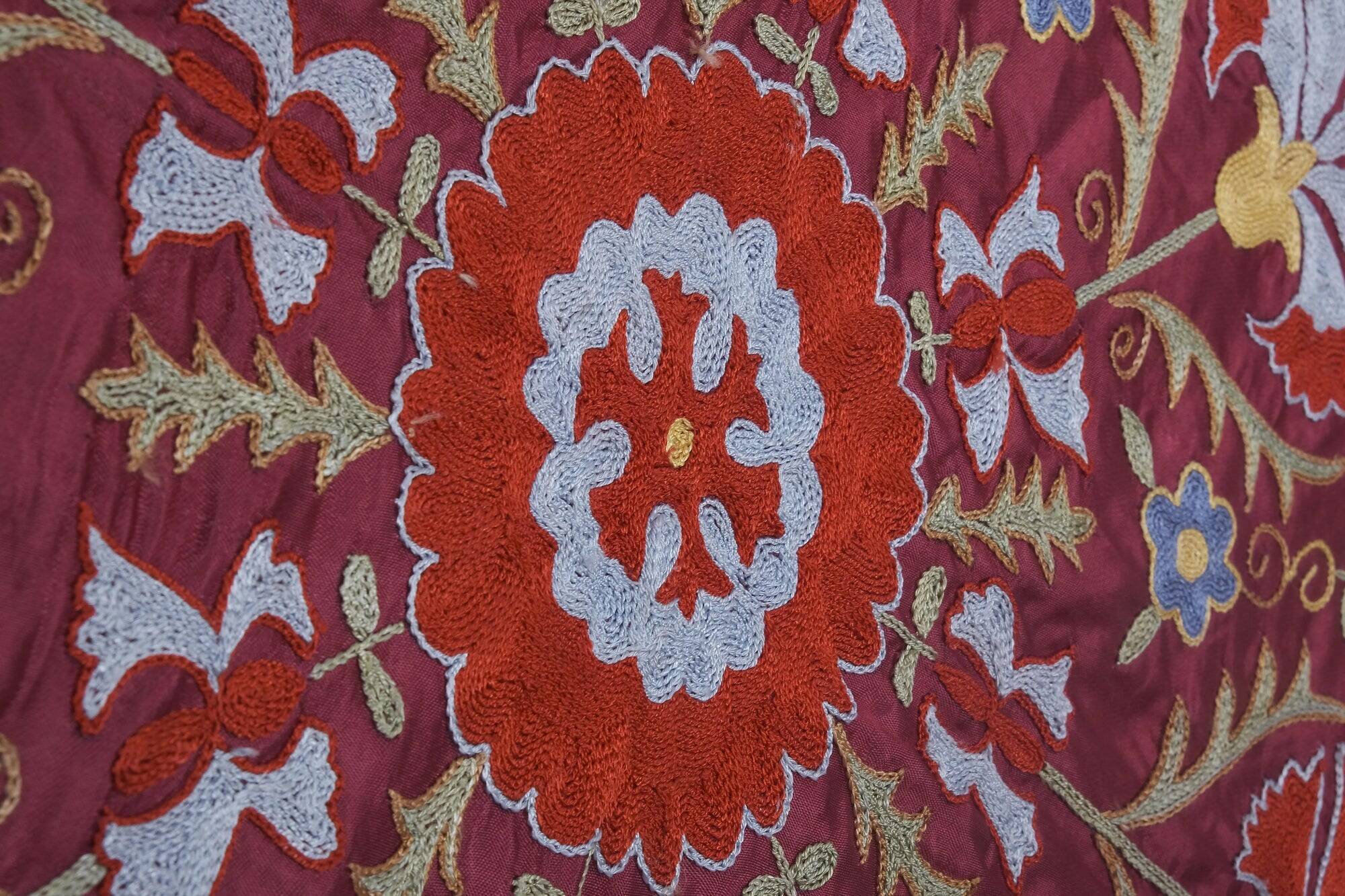 Vintage hand-embroidered Uzbek Suzani 237x300 cm