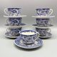 7 tasses à café avec soucoupes vintage, fabriquées par kg luneville france