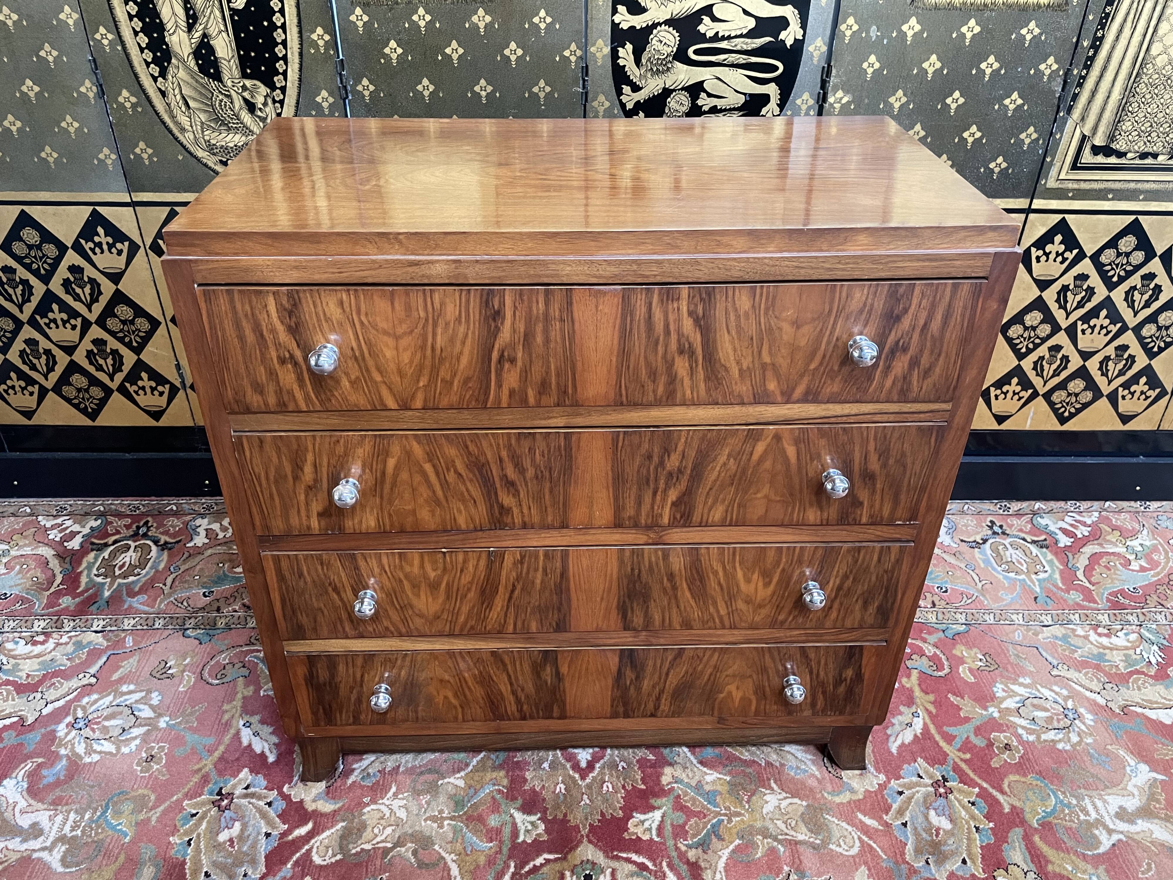 Art Deco walnut chest of drawers
