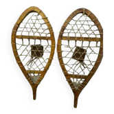 Pair of wooden snowshoes