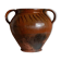 Antique rustic brown terracotta ceramic confit pot with twin handles, 19th-century Italy, farmhouse vase decor