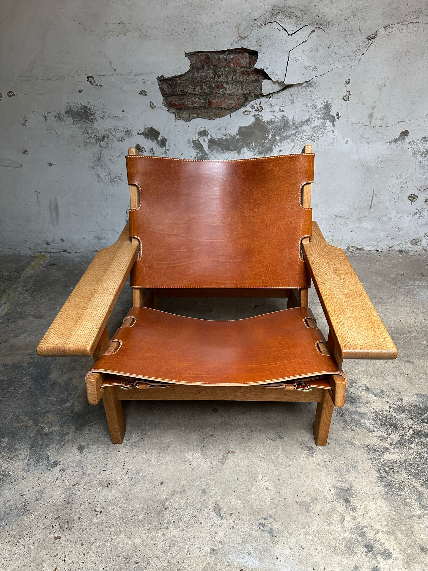 Fauteuil de chasse Kurt Østervig design danois chêne cuir