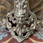 Old bronze fire firewall Napoleon 3 peacock tail fan and Vulcan head