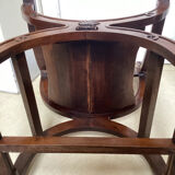 Gothic Curule Dagobert armchair in carved walnut, 19th century