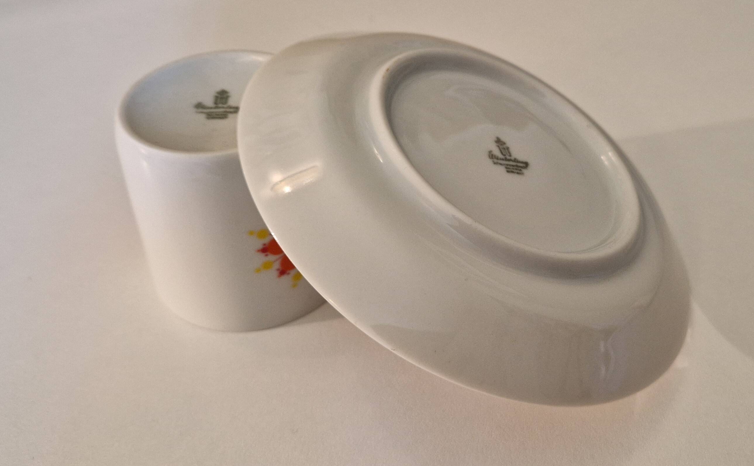 Coffee set 4 cups and saucers, vintage porcelain 1970