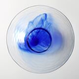 Vintage Bormioli Rocco Art Glass Bowl: Cobalt Blue Swirl Centerpiece