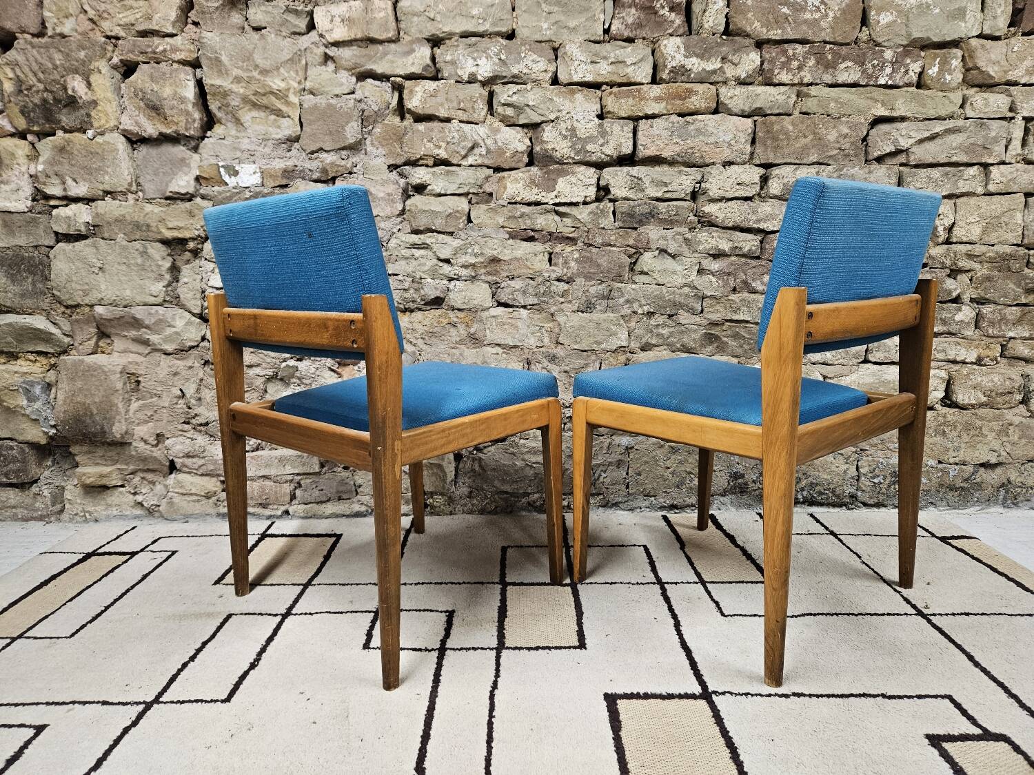 Pair of vintage Scandinavian armchair chairs 1970
