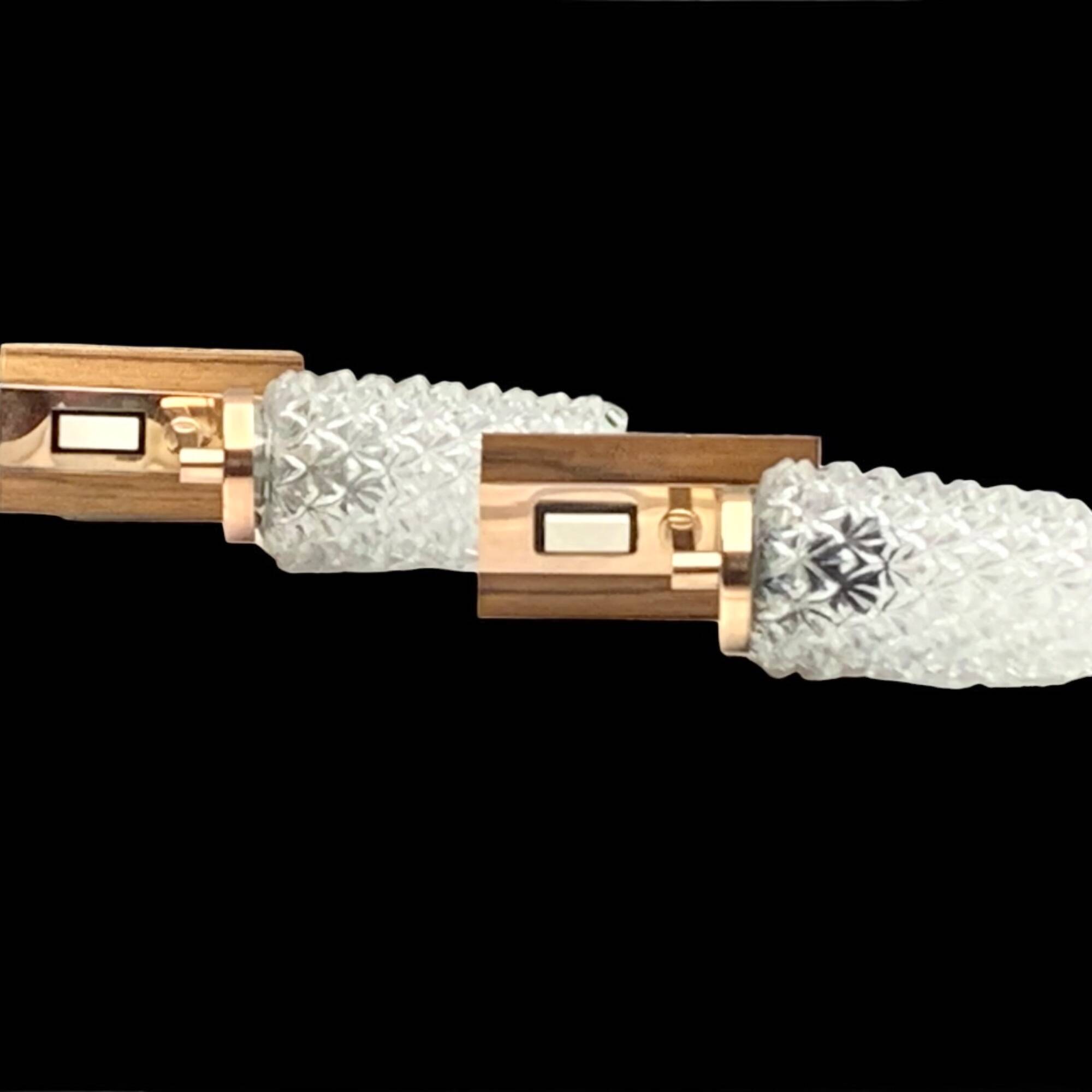 Pair of vintage wall sconces in molded glass and gilded brass