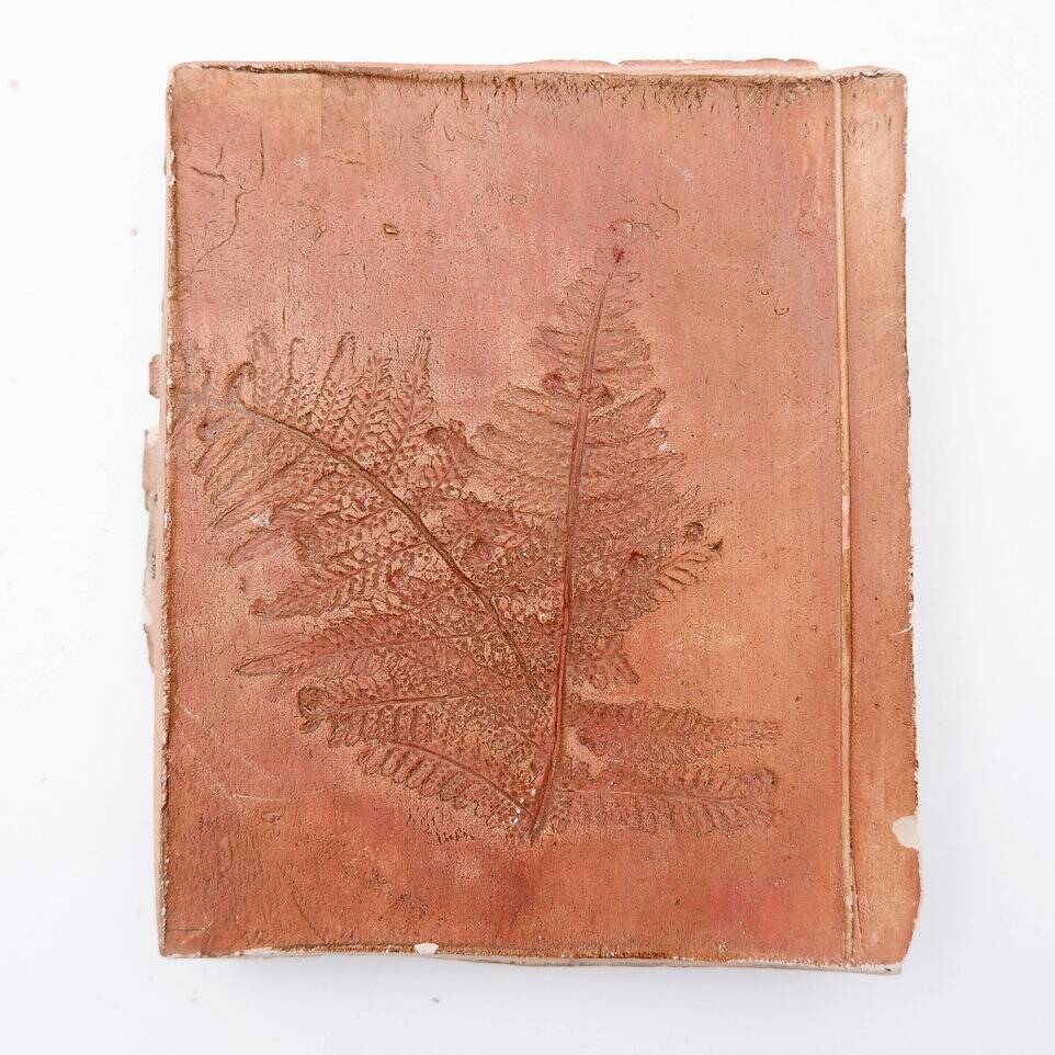 Set of 3 terracotta Books "Fond d'Atelier" N.Lebrun - Belgium 1980s