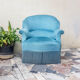 Fauteuil crapaud vintage velours bleu années 70