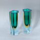 Flavio Poli Murano Sommerso Vases, Green & Yellow Glass, Set of Two