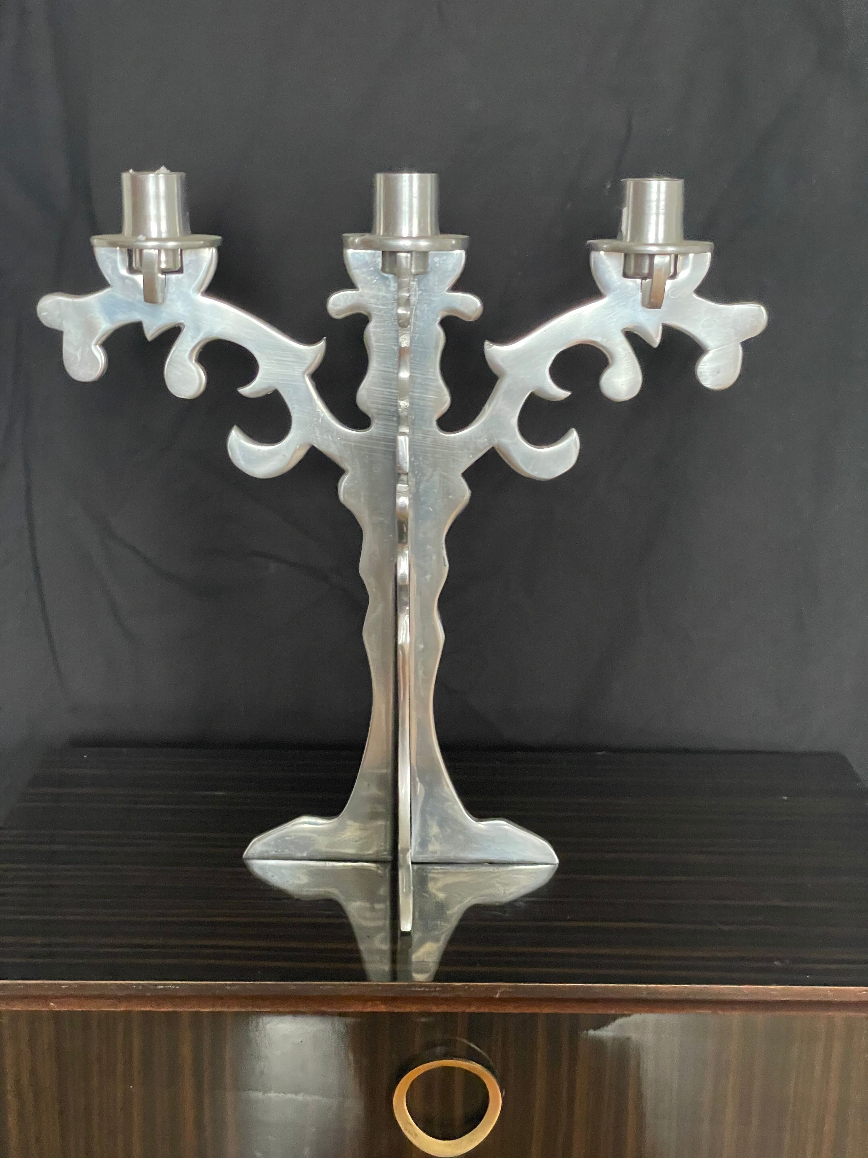 Removable stainless steel metal chandelier 3 branches