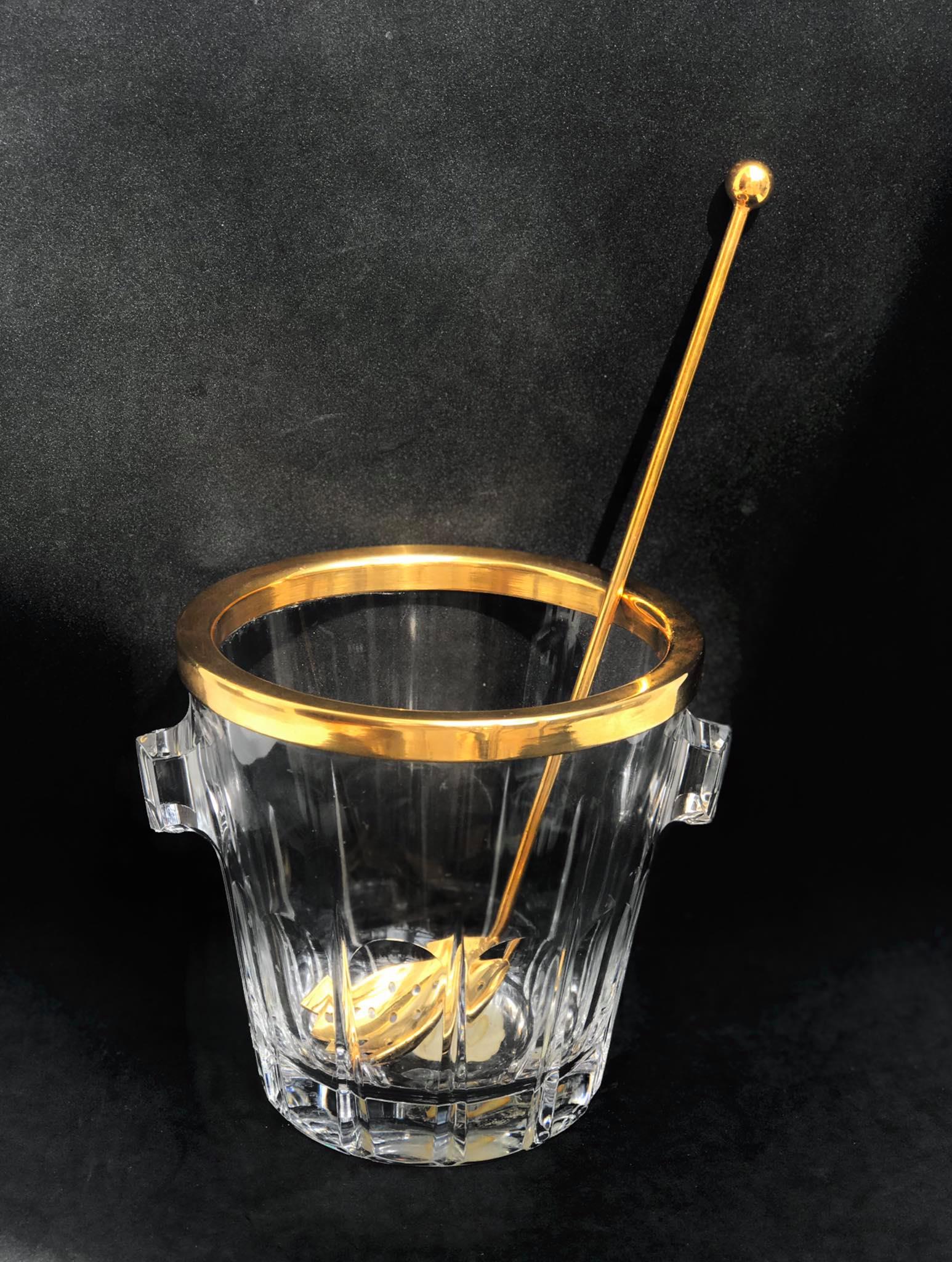 Ice bucket, moulded crystal made in Belgium by Val Saint Lambert
