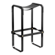 Contemporary classic bar stool in black smoked metal and black leather.