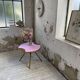 Vintage pink rattan coffee table