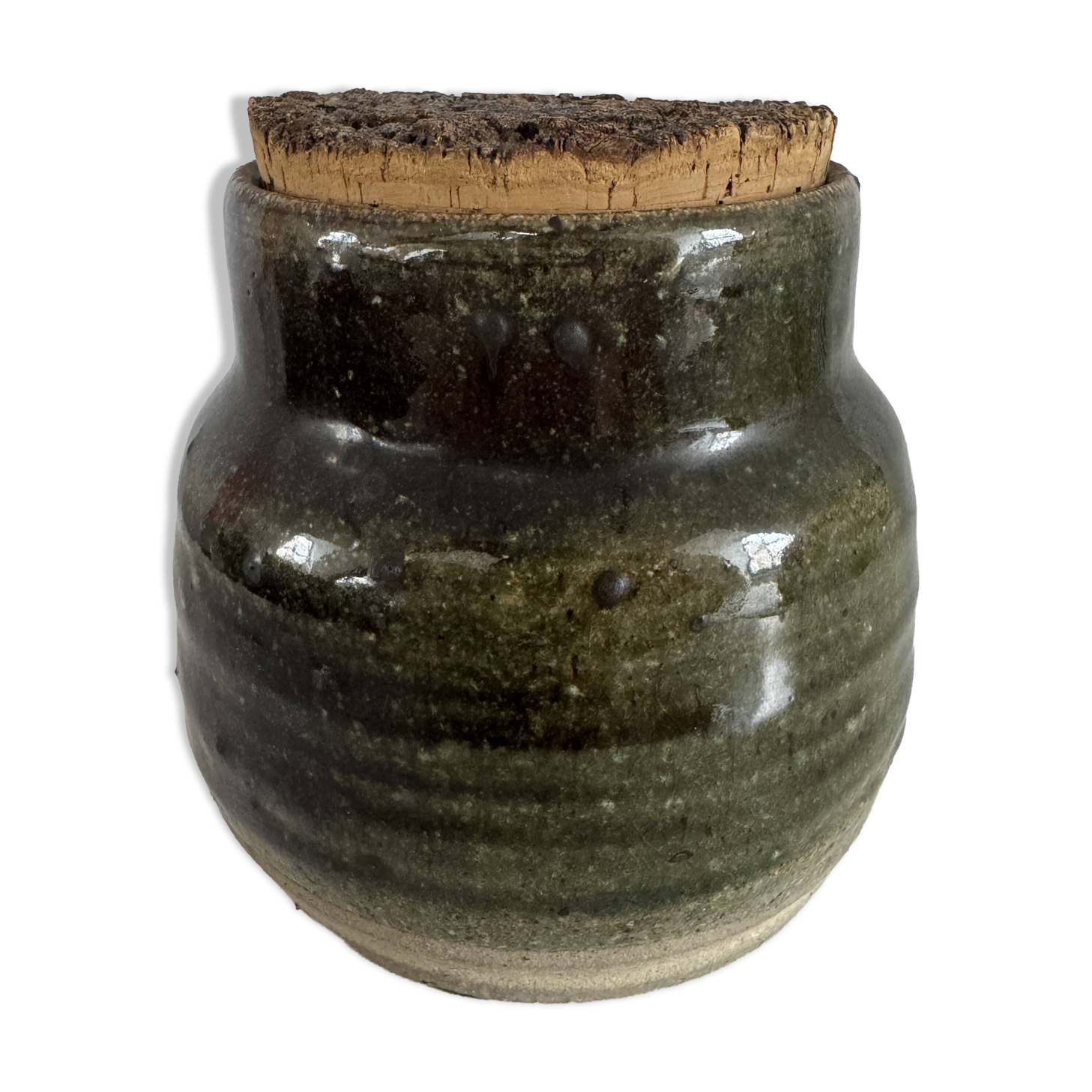Vintage Wabi Sabi Studio Pottery Jar with Cork Lid / Belgium, 1970s in the
