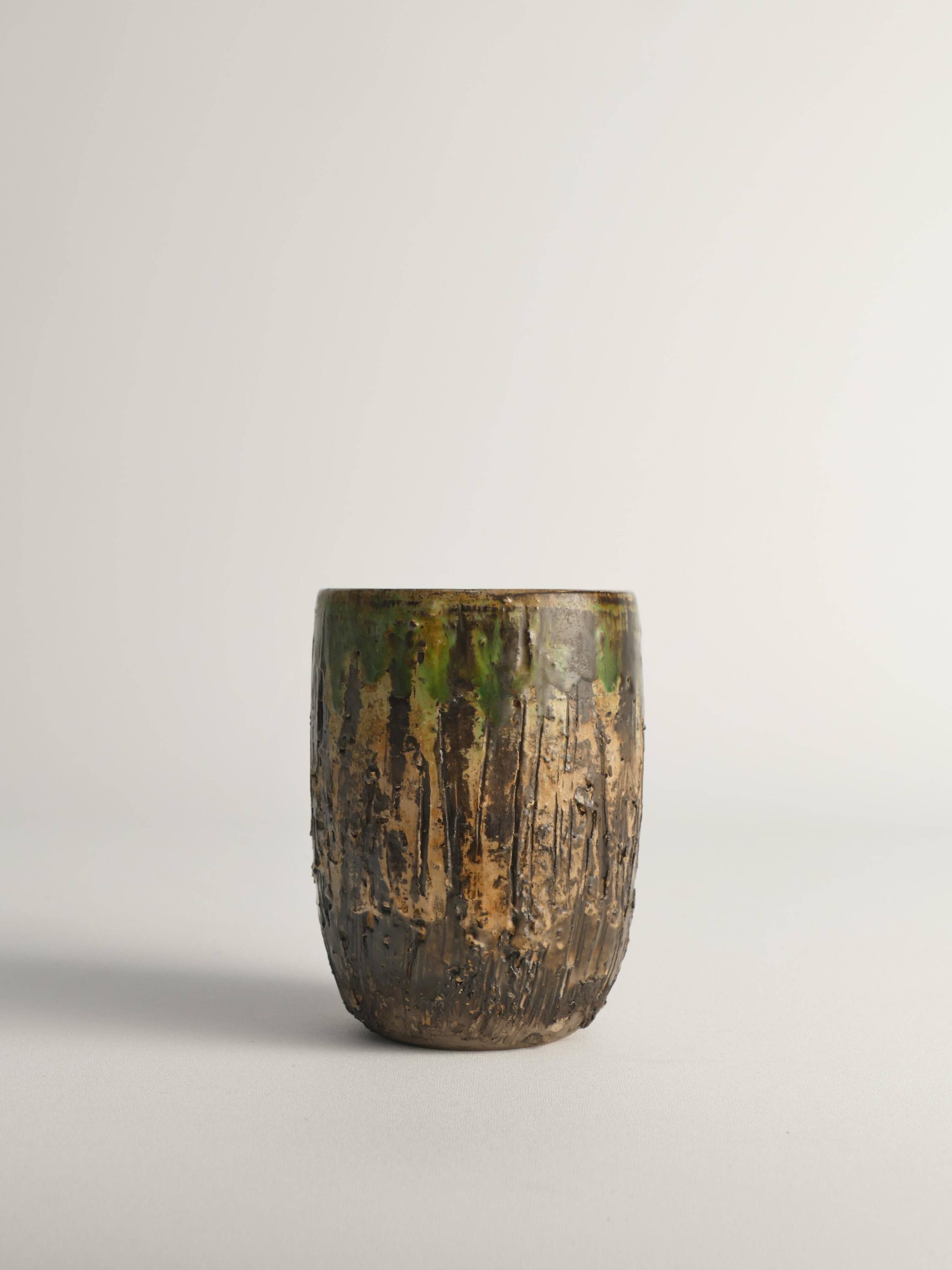 Unique Scandinavian Modern Brutalist Stoneware Vase by Tilgmans, Sweden 1960s
