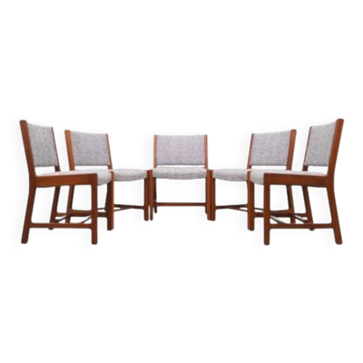 Ensemble de cinq chaises en teck, design danois, années 1970, production : Danemark