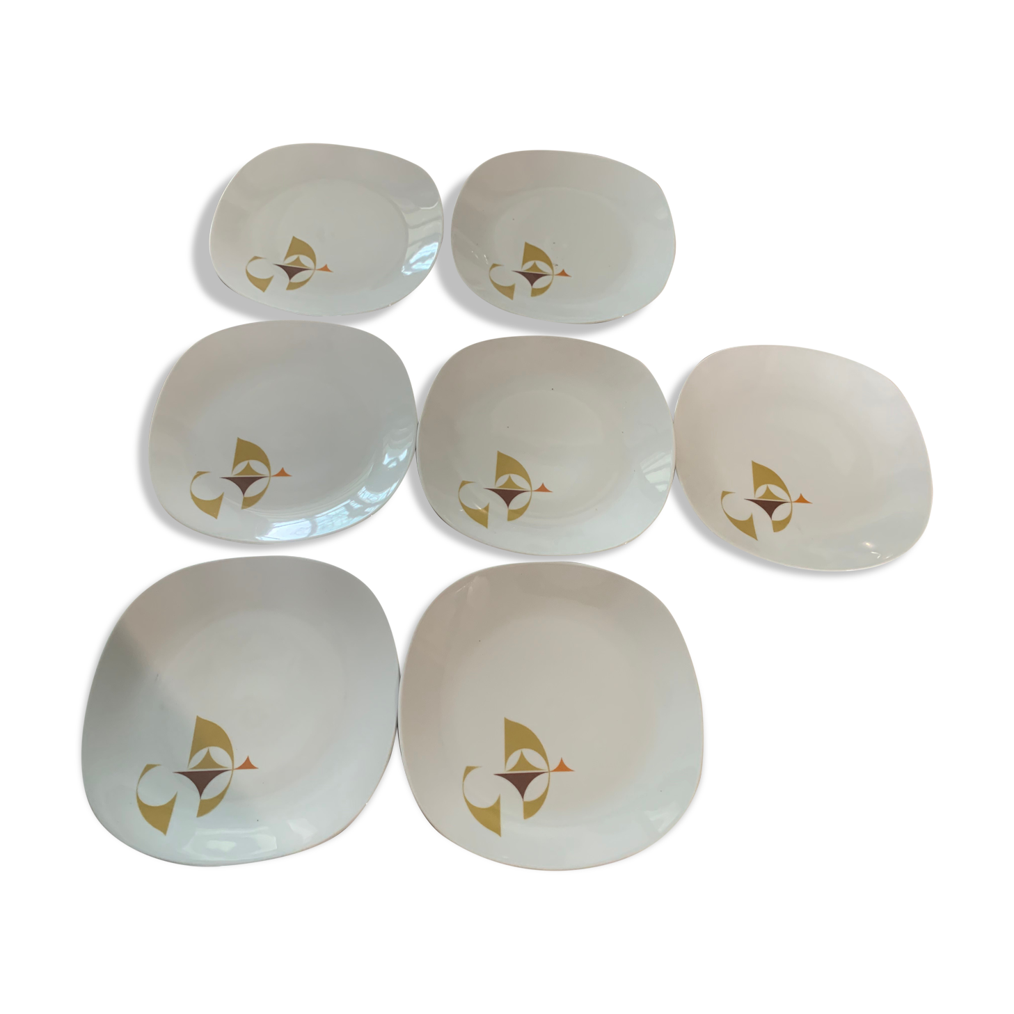 7 flat plates schirnding bavaria in white porcelain design design 1970