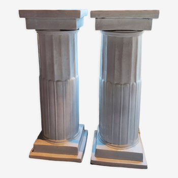 Pair of glazed terracotta harness columns