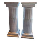 Pair of glazed terracotta harness columns